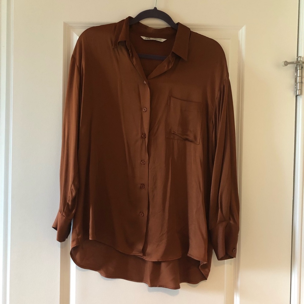 Zara Silky Button Down Shirt